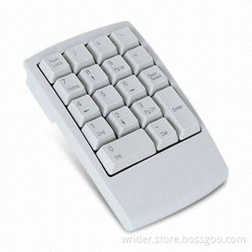 Numeric keyboard, 142 x 95 x 14mm Product Size, Available in White Color